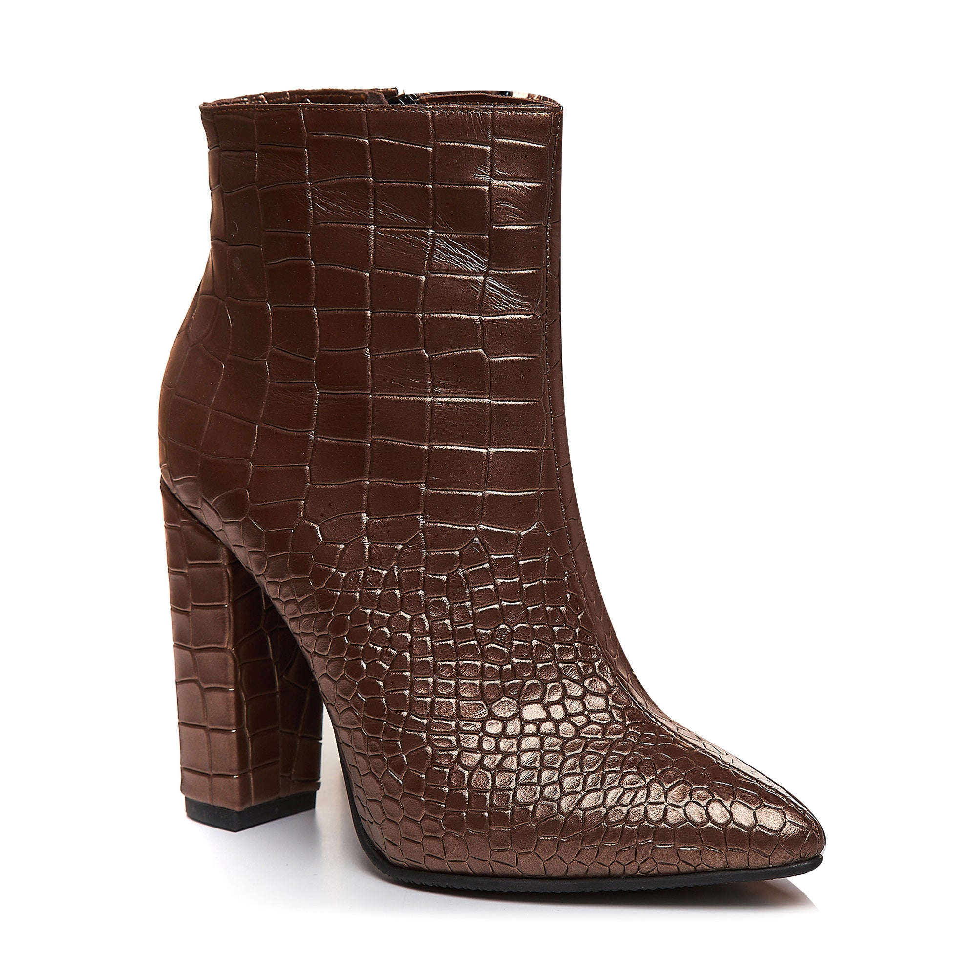 Botine Piele Imprimeu Sarpe Maro  L20 - Orice Culoare