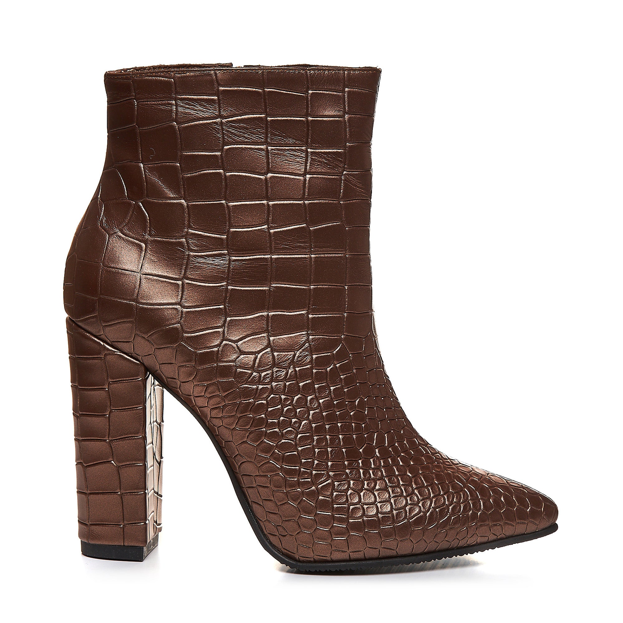 Botine Piele Imprimeu Sarpe Maro  L20 - Orice Culoare