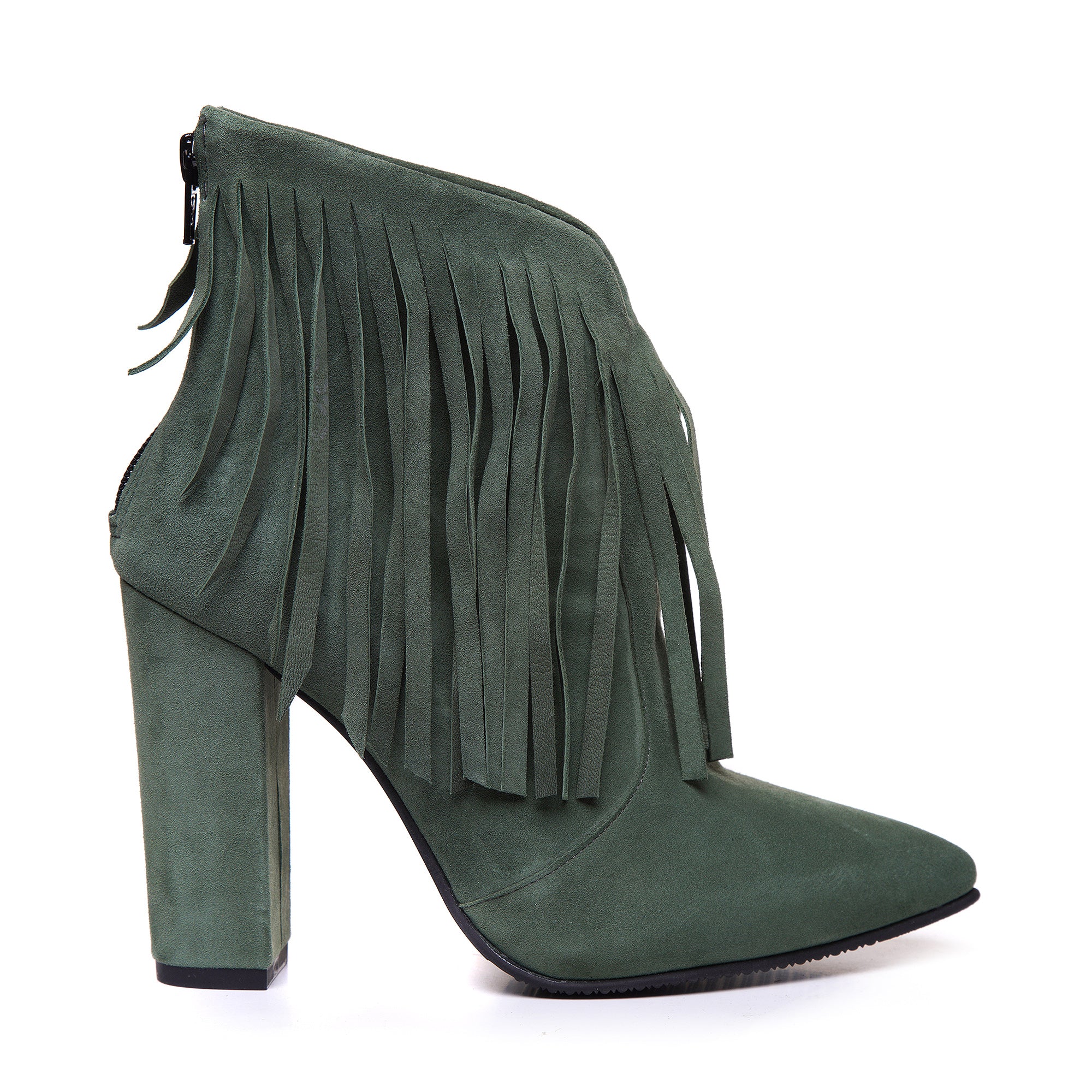 Botine Piele Verde cu Franjuri L22 - Orice Culoare