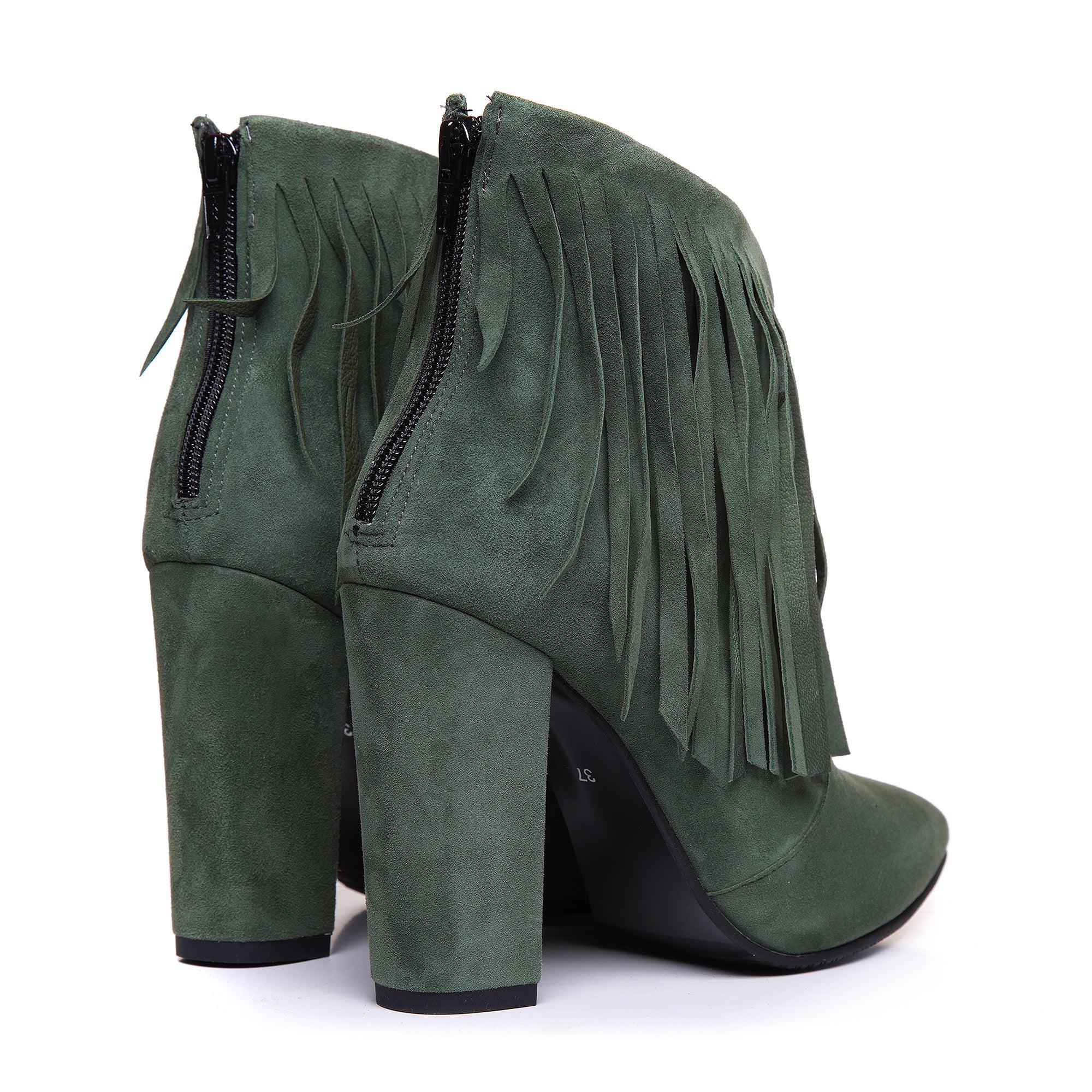Botine Piele Verde cu Franjuri L22 - Orice Culoare