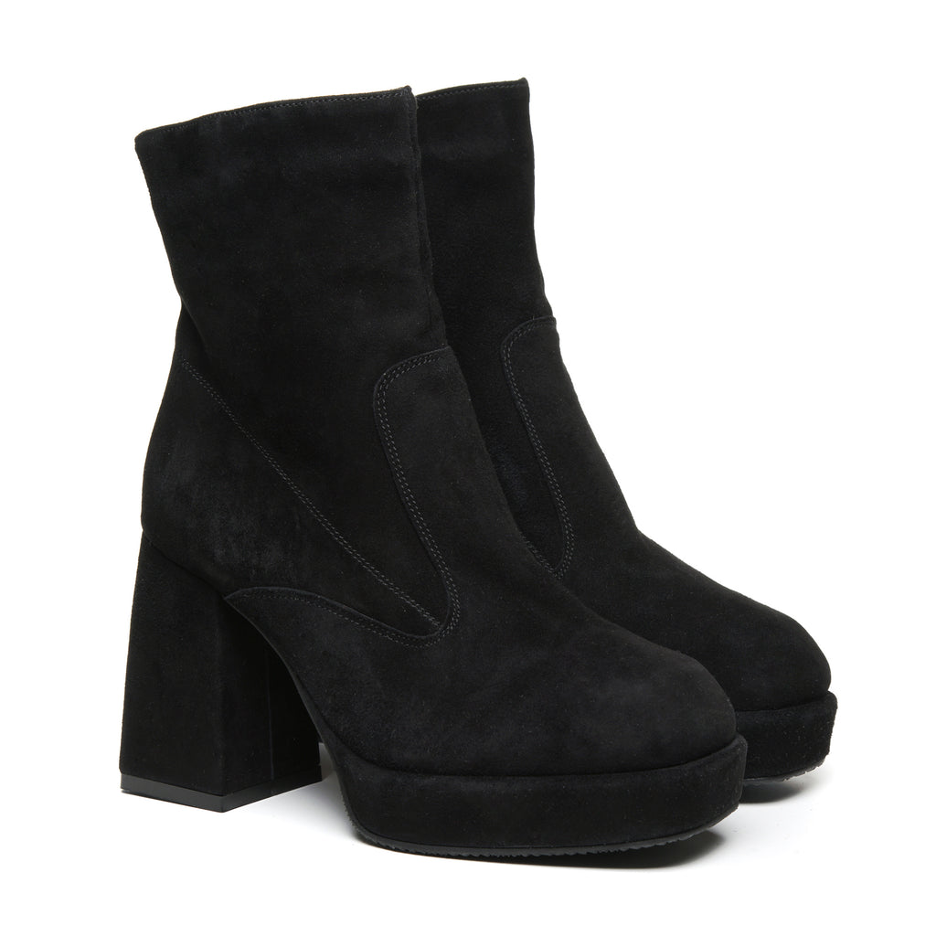 Botine cu platforma si toc piele intoarsa Ava T41 - Orice Culoare