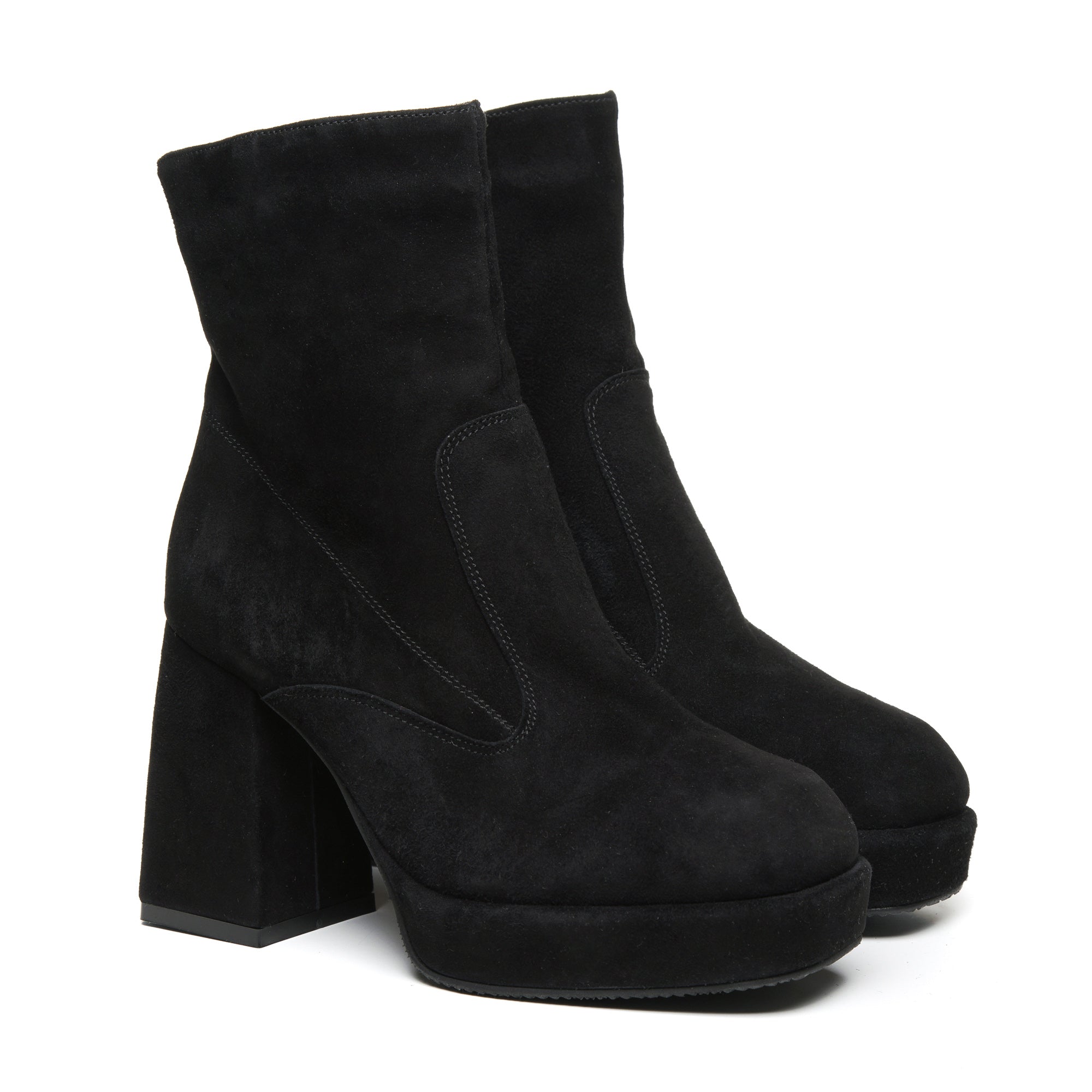 Botine cu platforma si toc piele intoarsa Ava T41 - Orice Culoare
