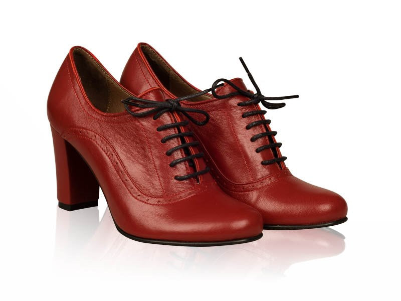 Botine piele rosu cu siret N2 - orice culoare