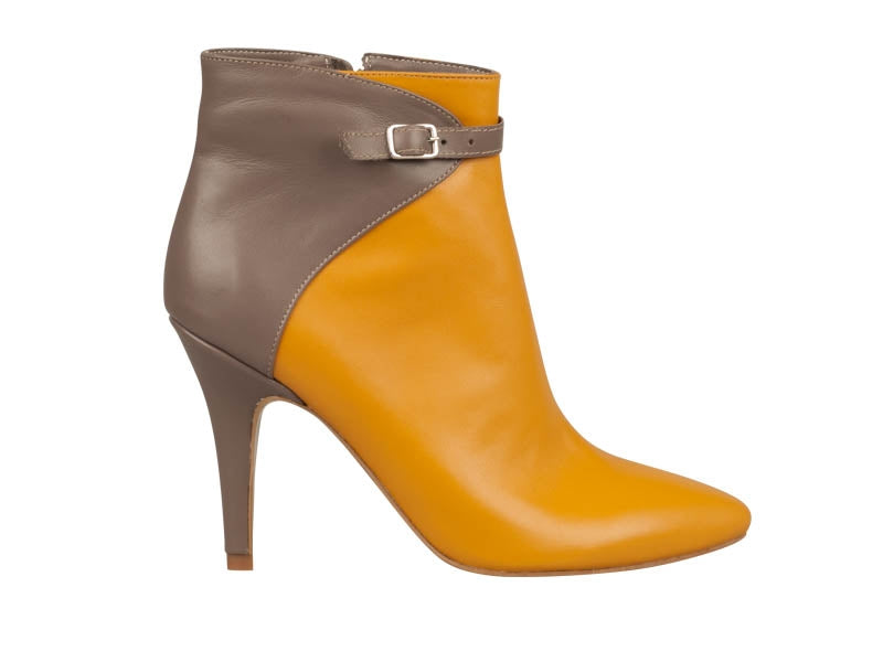 Botine Stiletto PIele Bordo/Galben Tessa N32 - Orice Culoare