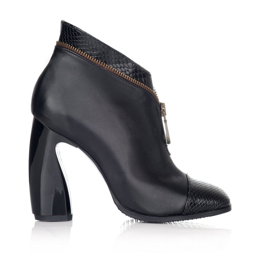 Botine piele negru Croco ani 60'  cu fermuar - orice culoare