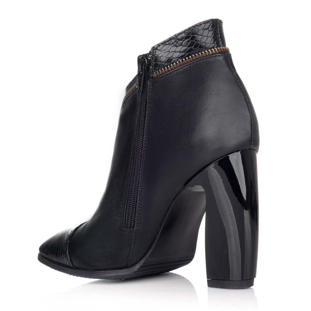 Botine piele negru Croco ani 60'  cu fermuar - orice culoare