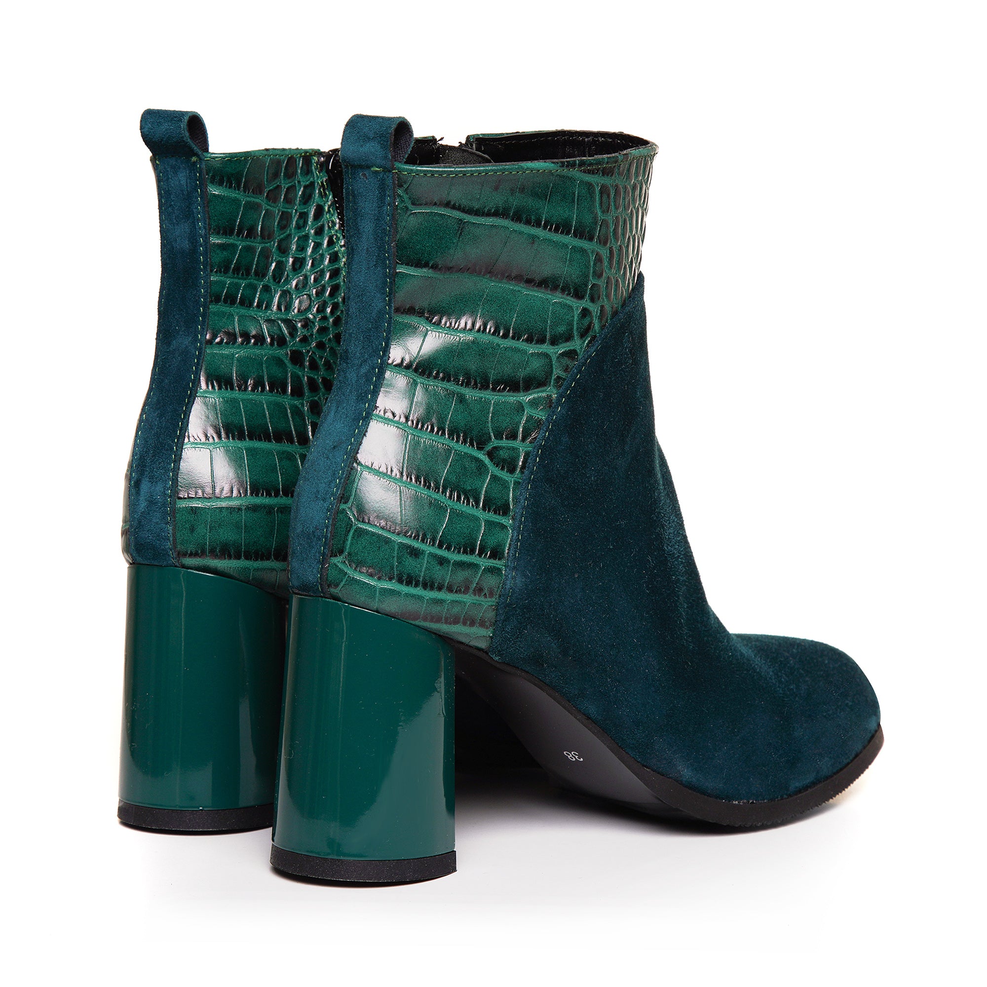 Botine Piele Intoarsa/Snake Verde C21 -  orice culoare