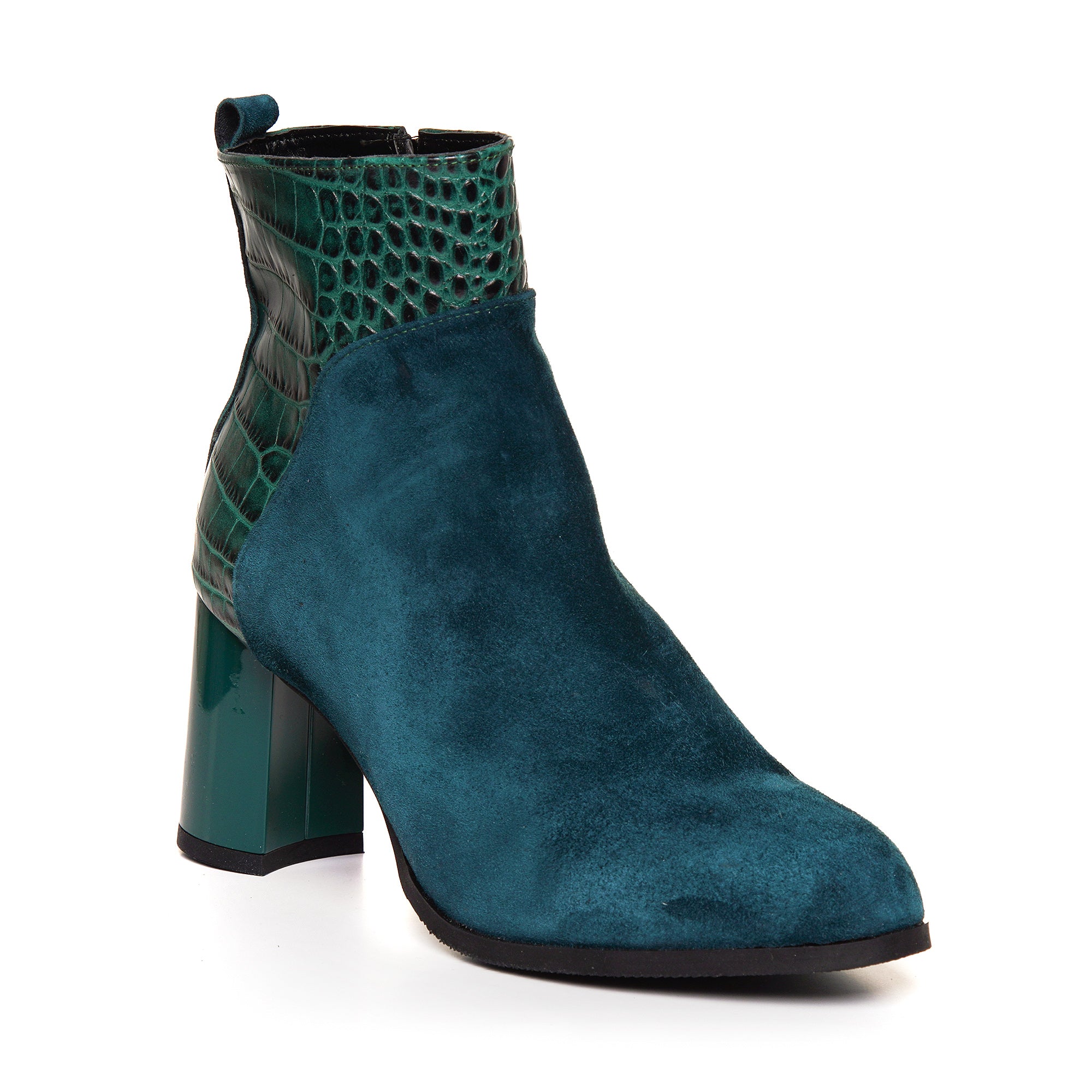 Botine Piele Intoarsa/Snake Verde C21 -  orice culoare