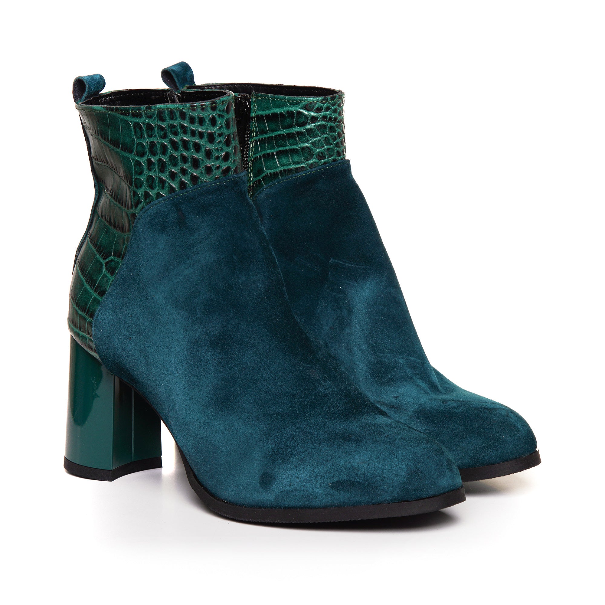 Botine Piele Intoarsa/Snake Verde C21 -  orice culoare