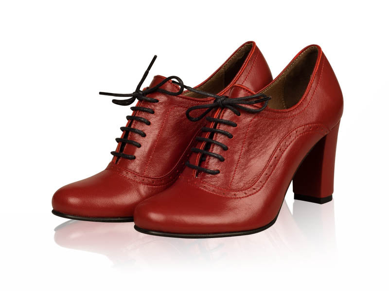 Botine piele rosu cu siret N2 - orice culoare