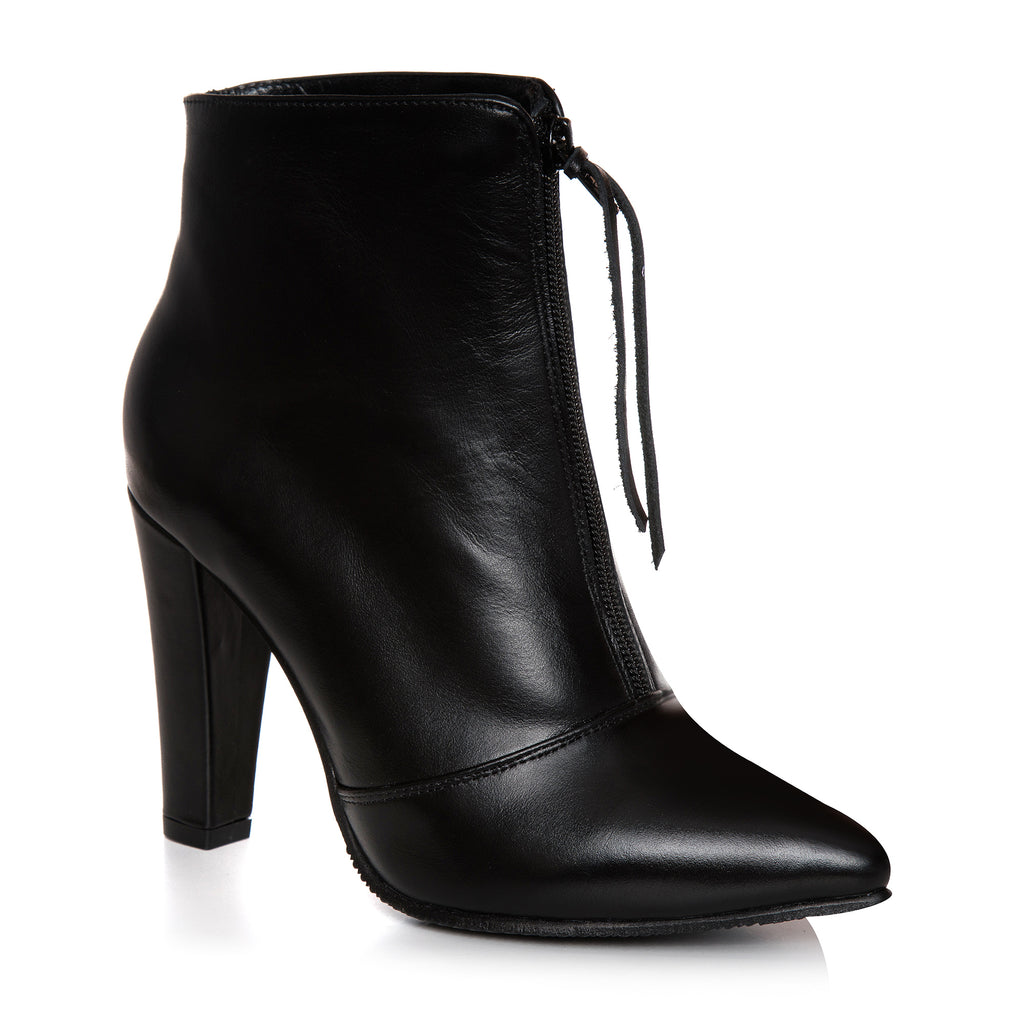 Botine Piele Negru Cu Fermuar L16 - Orice Culoare