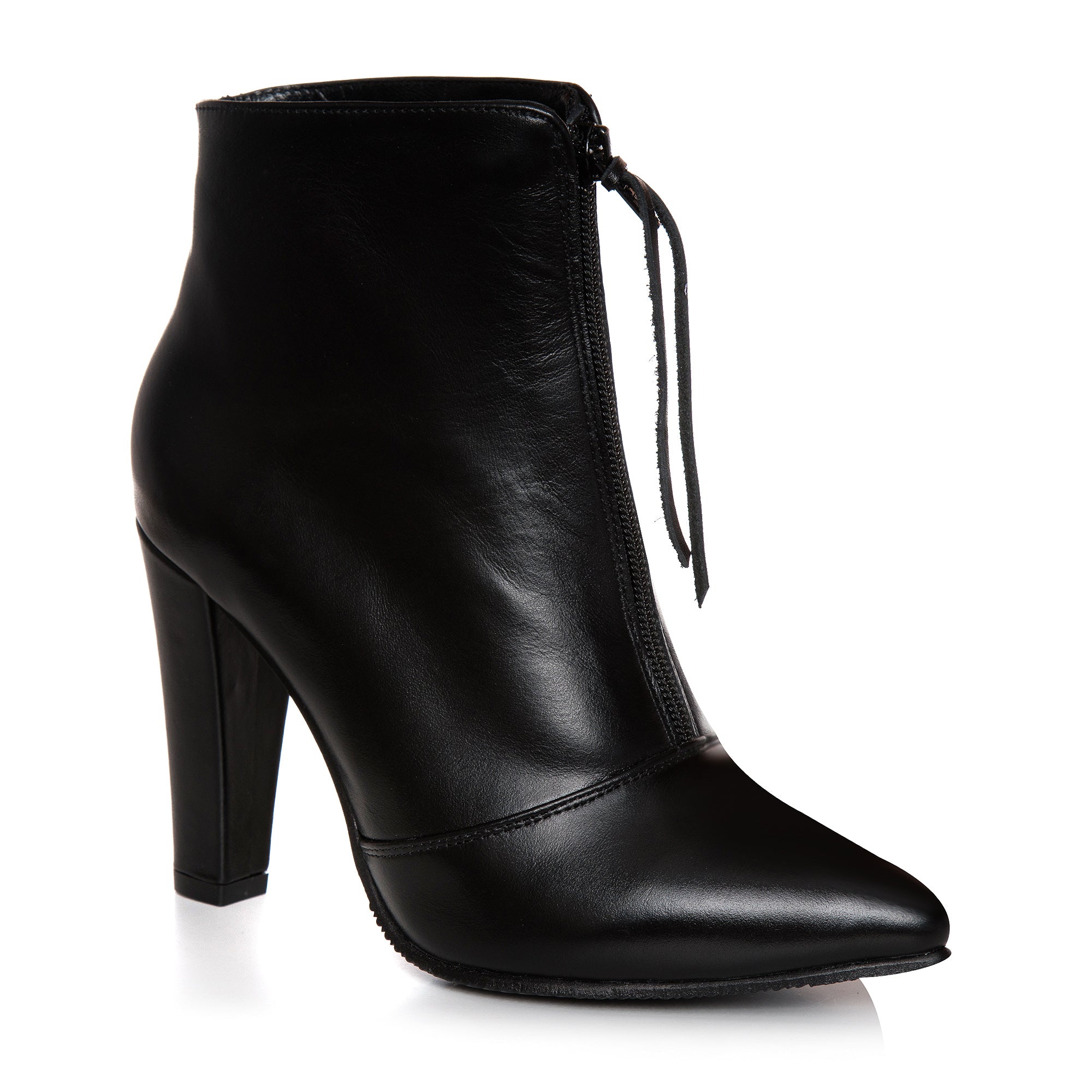 Botine Piele Negru Cu Fermuar L16 - Orice Culoare