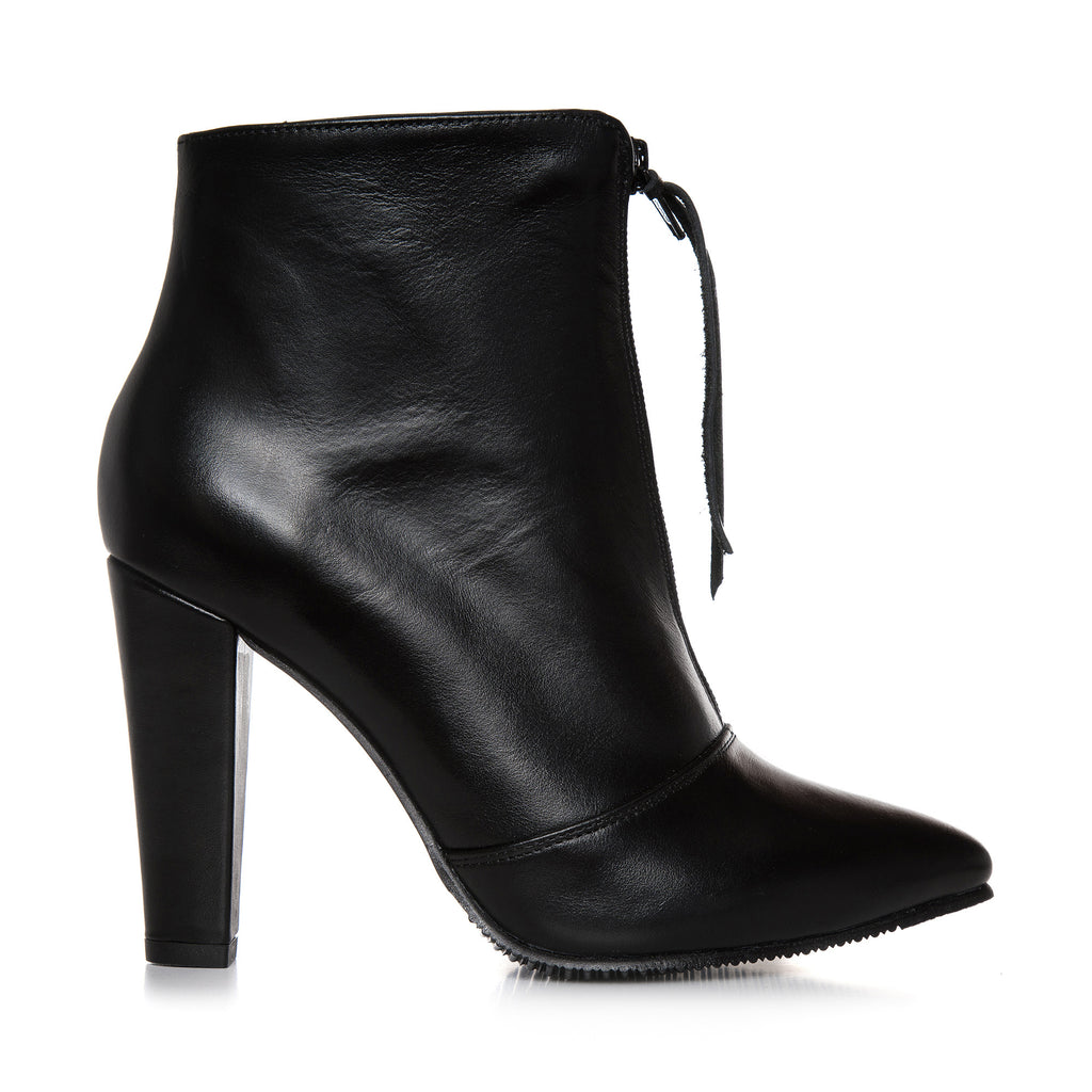 Botine Piele Negru Cu Fermuar L16 - Orice Culoare