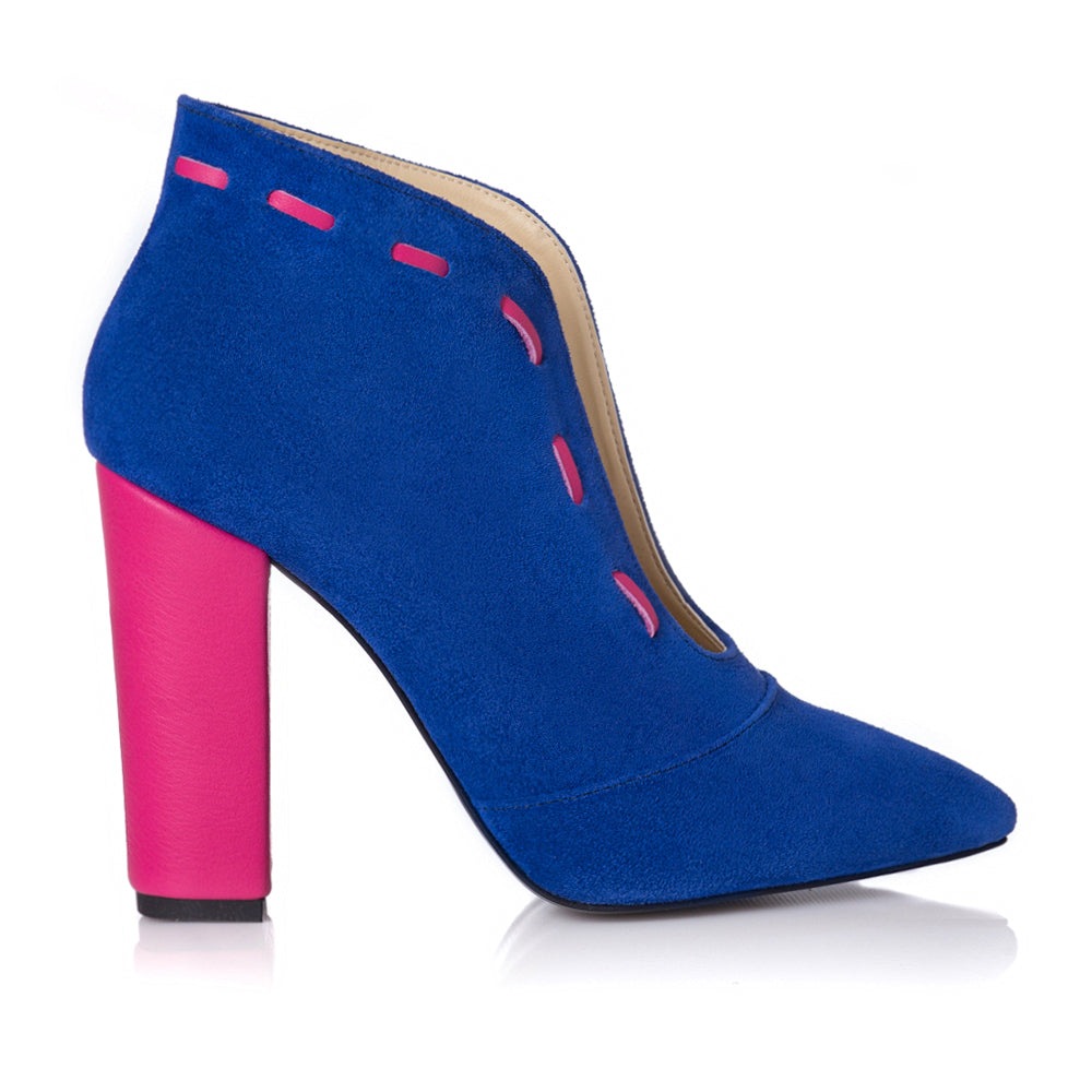 Botine Piele Albastru Electric Decupate - orice culoare