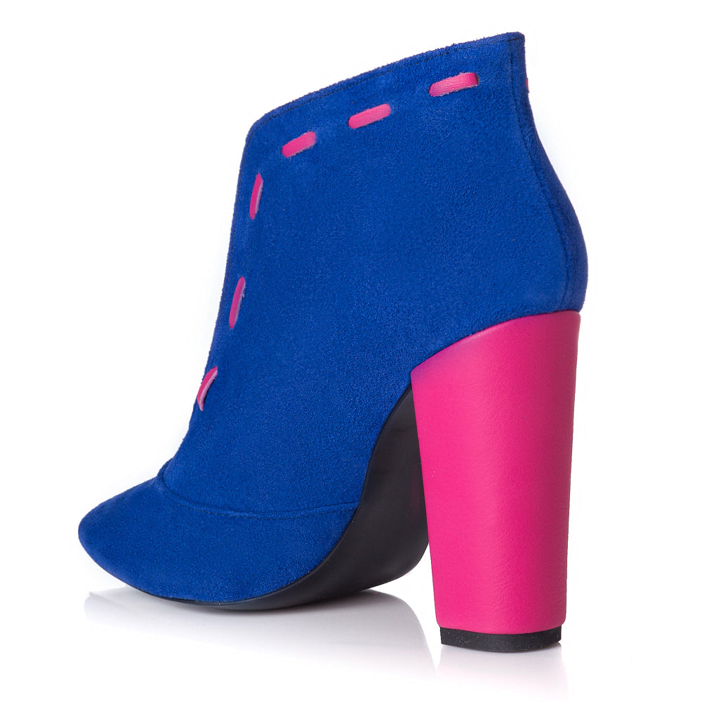 Botine Piele Albastru Electric Decupate - orice culoare