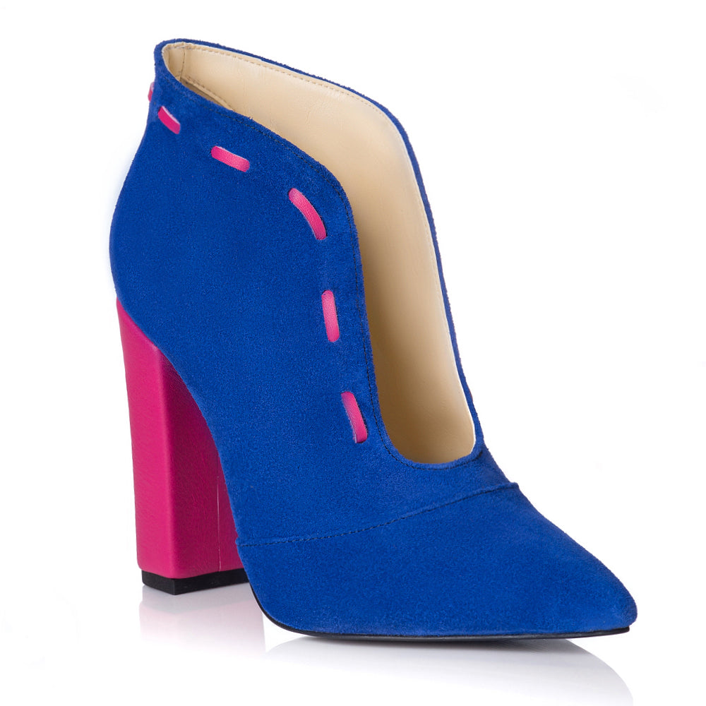 Botine Piele Albastru Electric Decupate - orice culoare