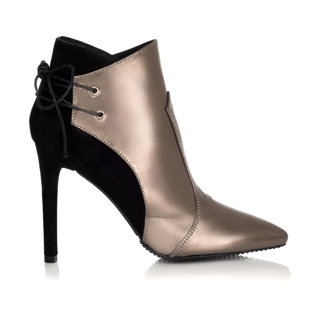 Botine Stiletto Piele Bronz Metalizat F12 - orice culoare
