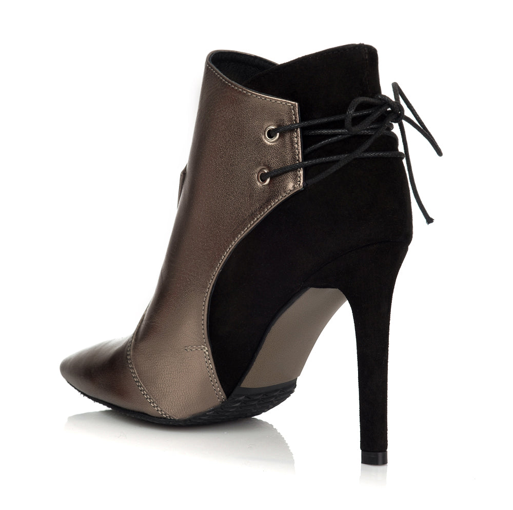 Botine Stiletto Piele Bronz Metalizat F12 - orice culoare