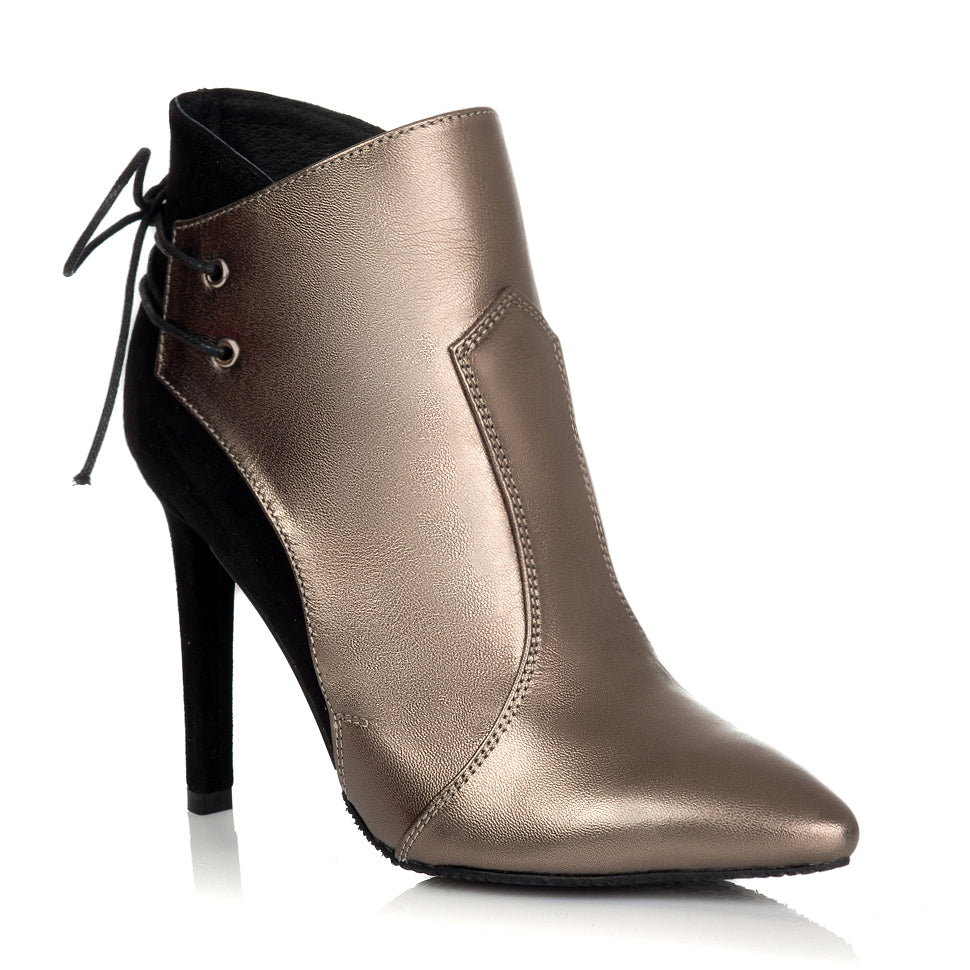 Botine Stiletto Piele Bronz Metalizat F12 - orice culoare