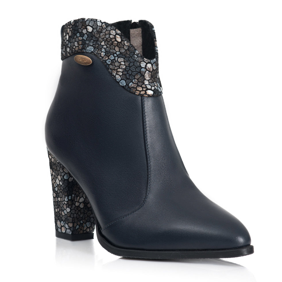 Botine Piele Intoarsa Negru/Dungi Ema T14 - orice culoare