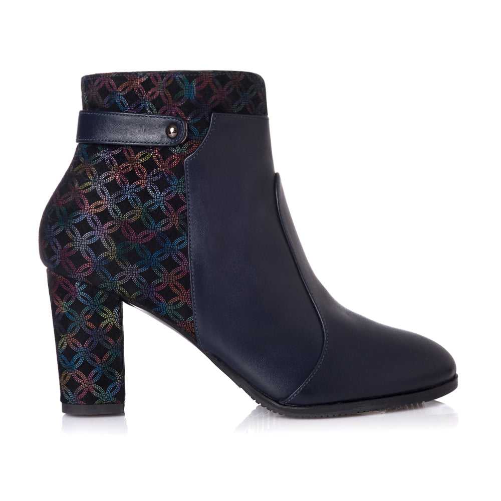 Botine piele bleumarin/color Amira T4 - orice culoare