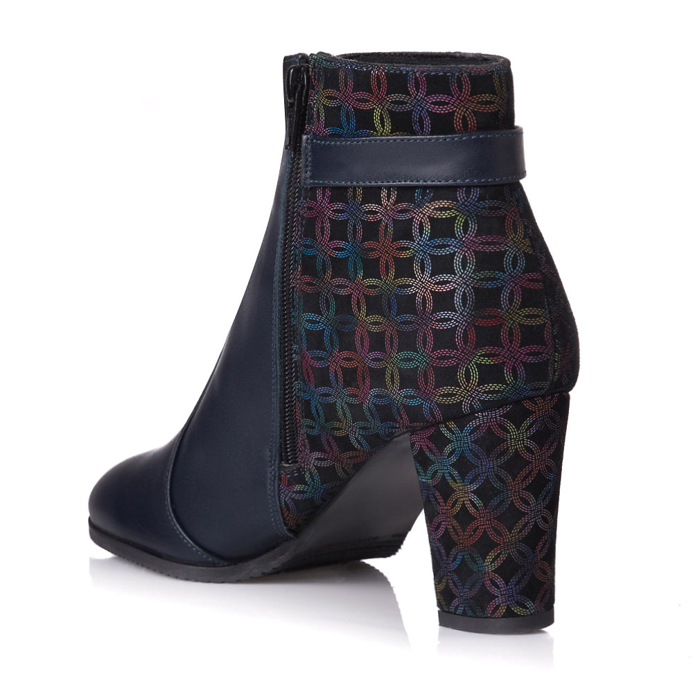 Botine piele bleumarin/color Amira T4 - orice culoare