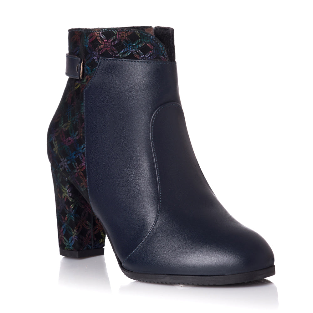 Botine piele bleumarin/color Amira T4 - orice culoare