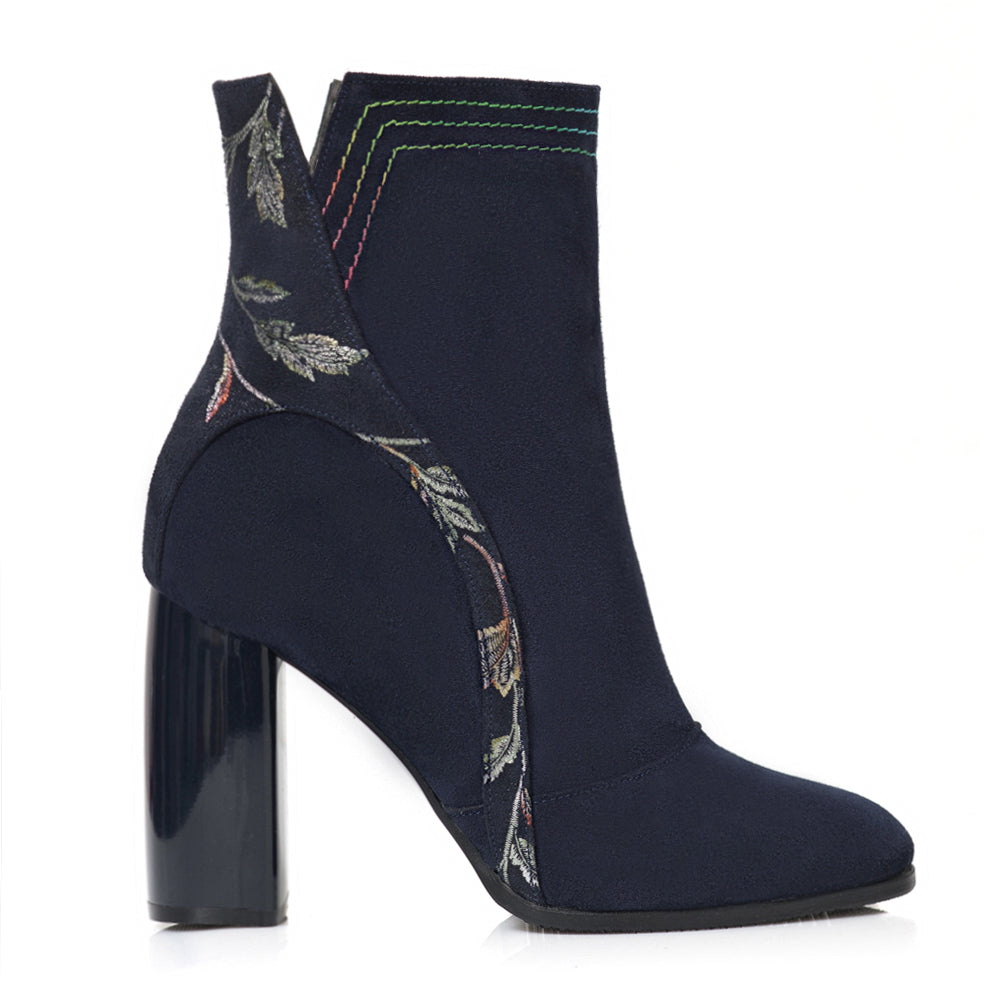 Botine Piele Negru Floral Jasmine C32 - orice culoare