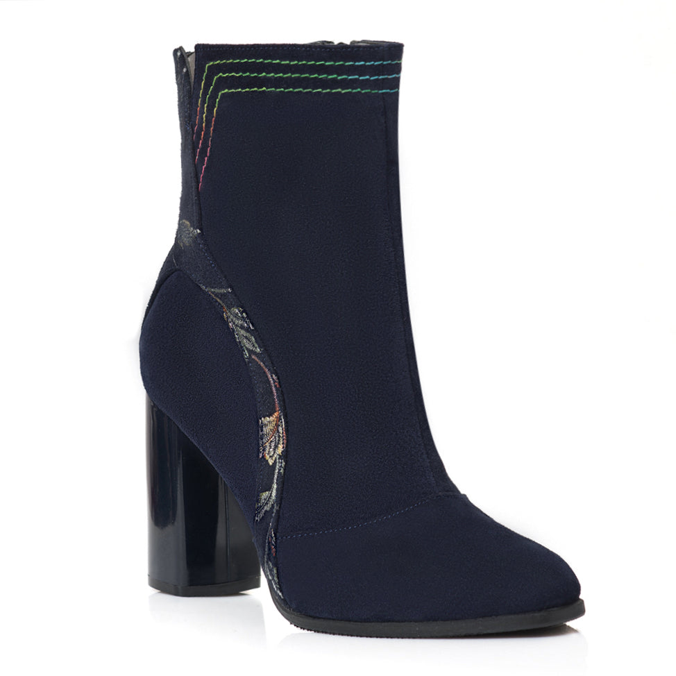 Botine Piele Negru Floral Jasmine C32 - orice culoare