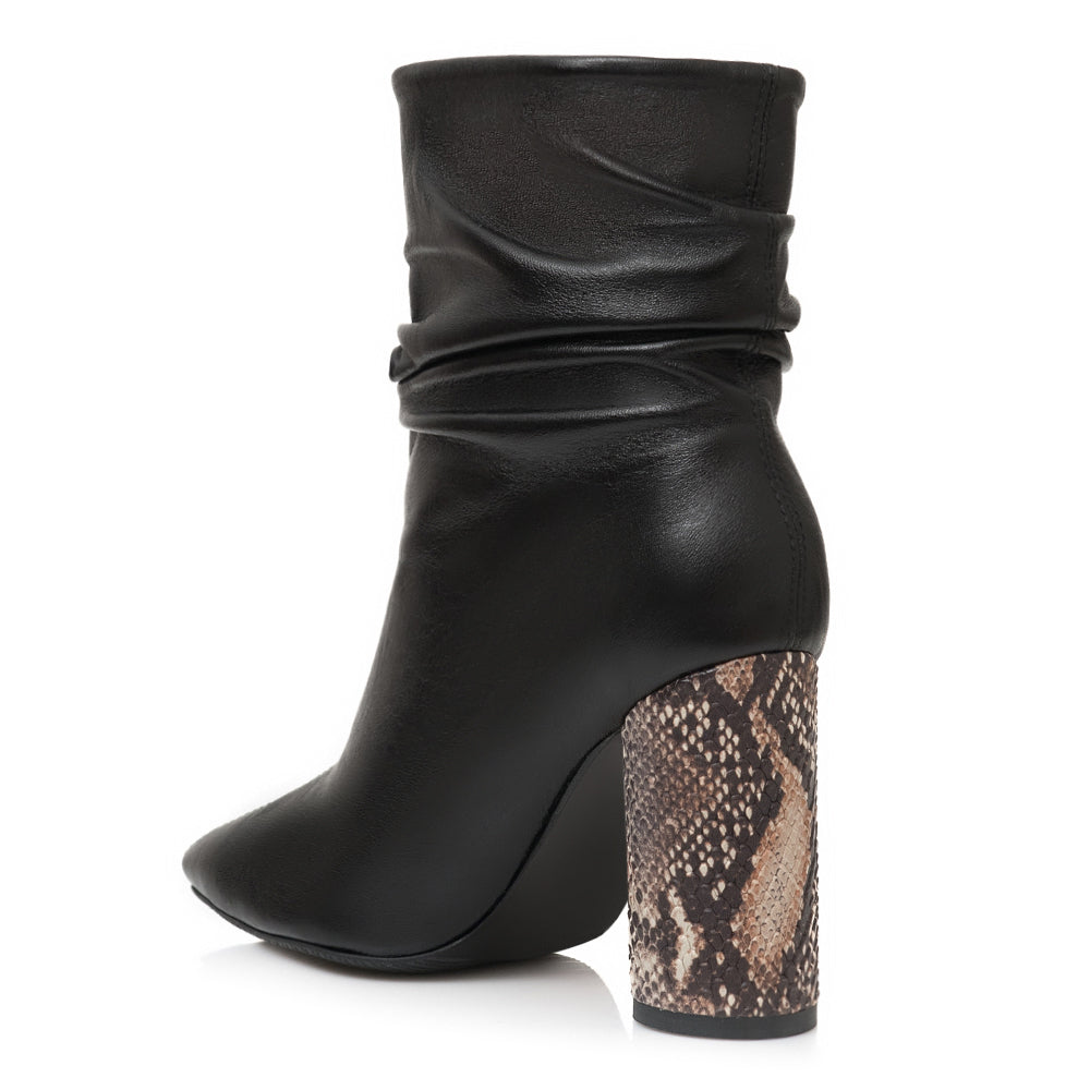 Botine Piele Fronsate Toc Sarpe E1  - Orice Culoare