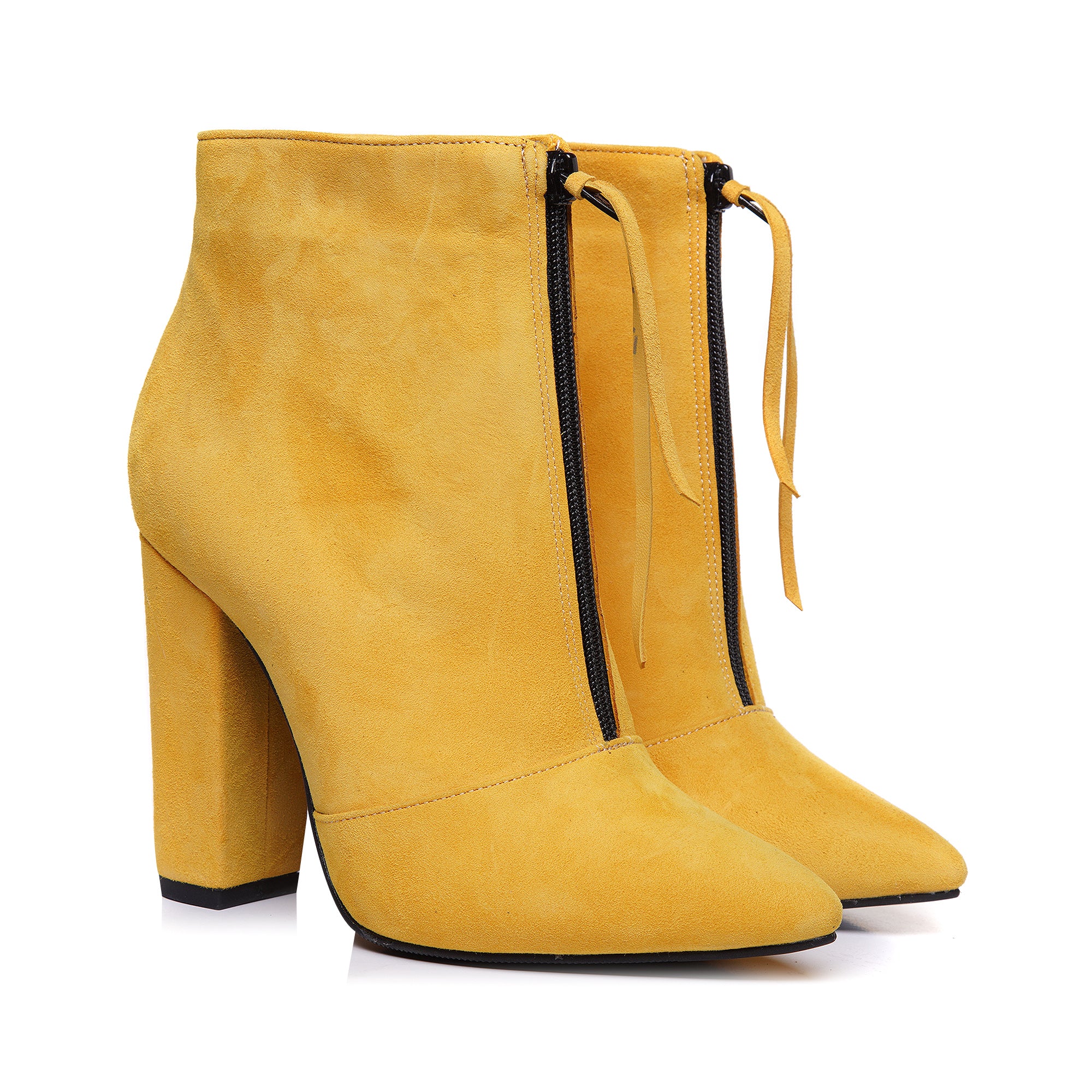 Botine Piele Galben cu Fermuar L16 - Orice Culoare