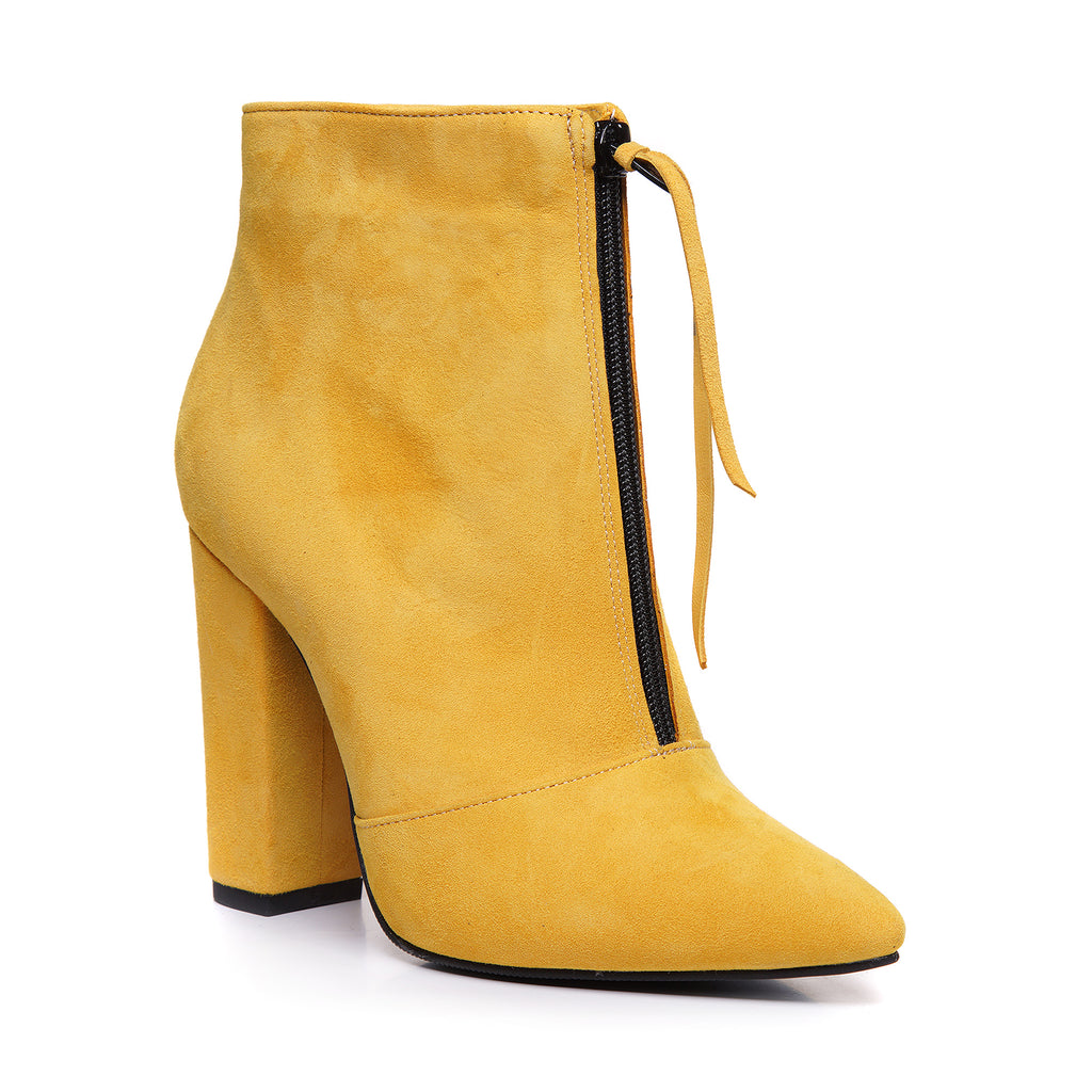Botine Piele Galben cu Fermuar L16 - Orice Culoare