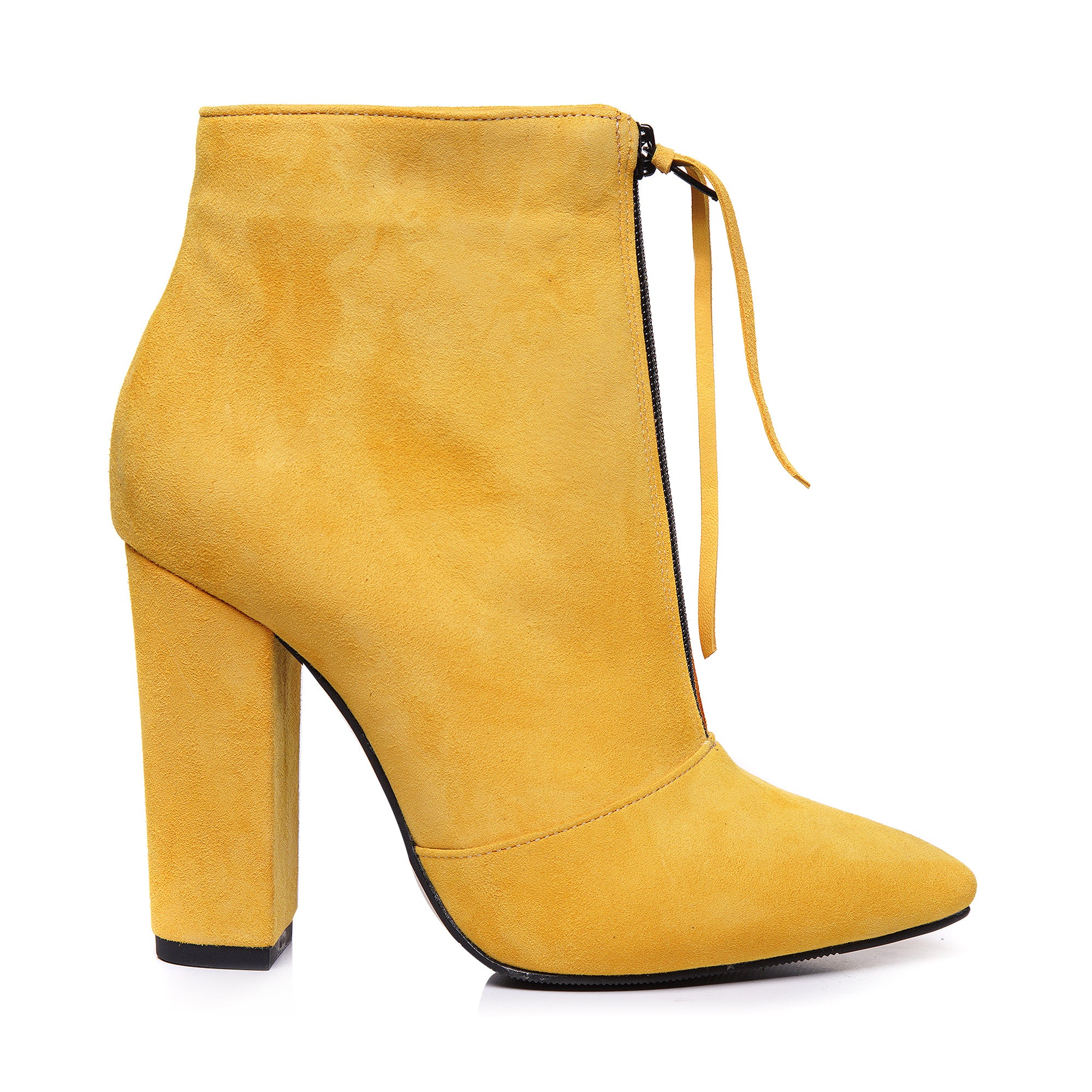 Botine Piele Galben cu Fermuar L16 - Orice Culoare