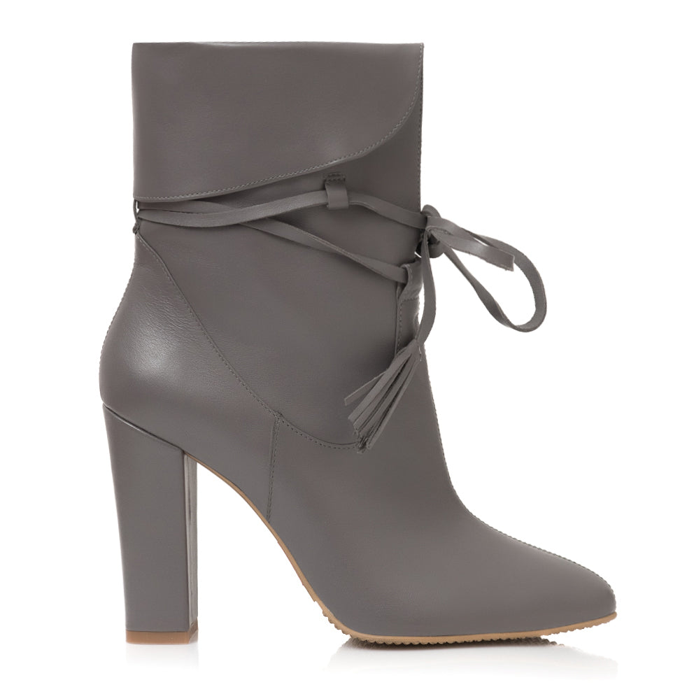 Botine Piele Naturala Gri Sara E5 - Orice Culoare