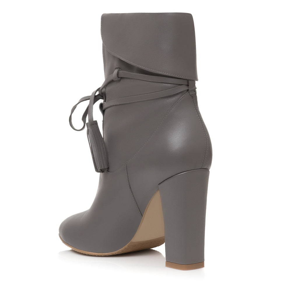 Botine Piele Naturala Gri Sara E5 - Orice Culoare
