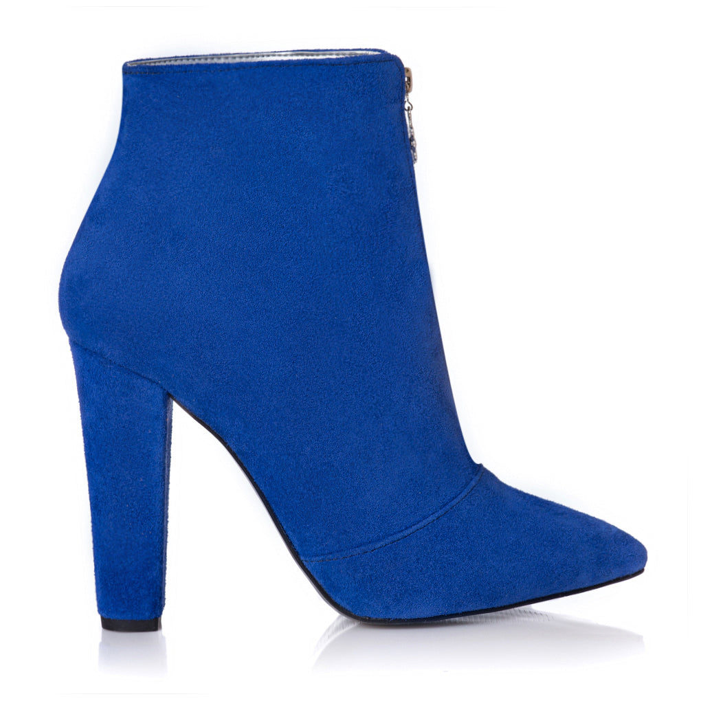 Botine Piele Intoarsa Albastru Electric cu Fermuar L6 - orice culoare