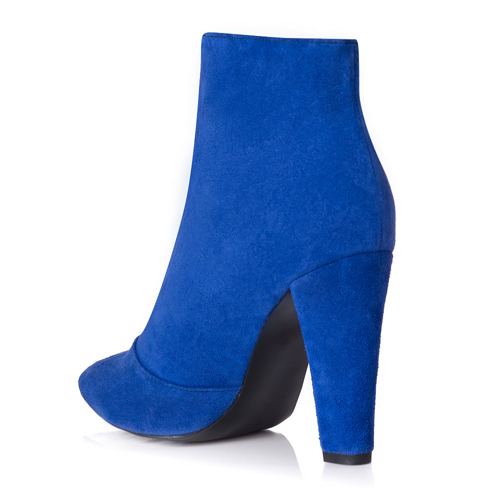 Botine Piele Intoarsa Albastru Electric cu Fermuar L6 - orice culoare