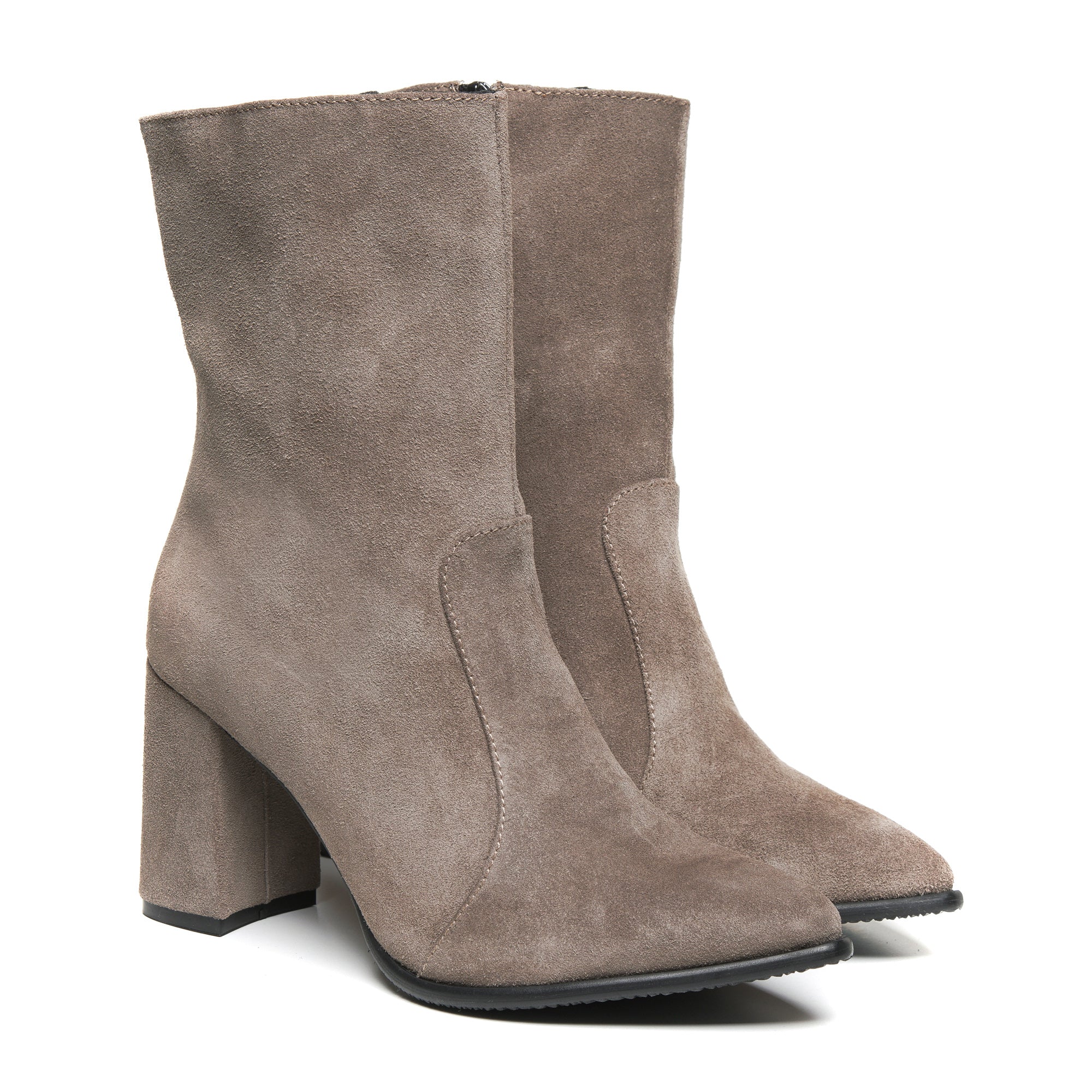 Botine Piele Intoarsa Gri Zabet V50 - Orice Culoare