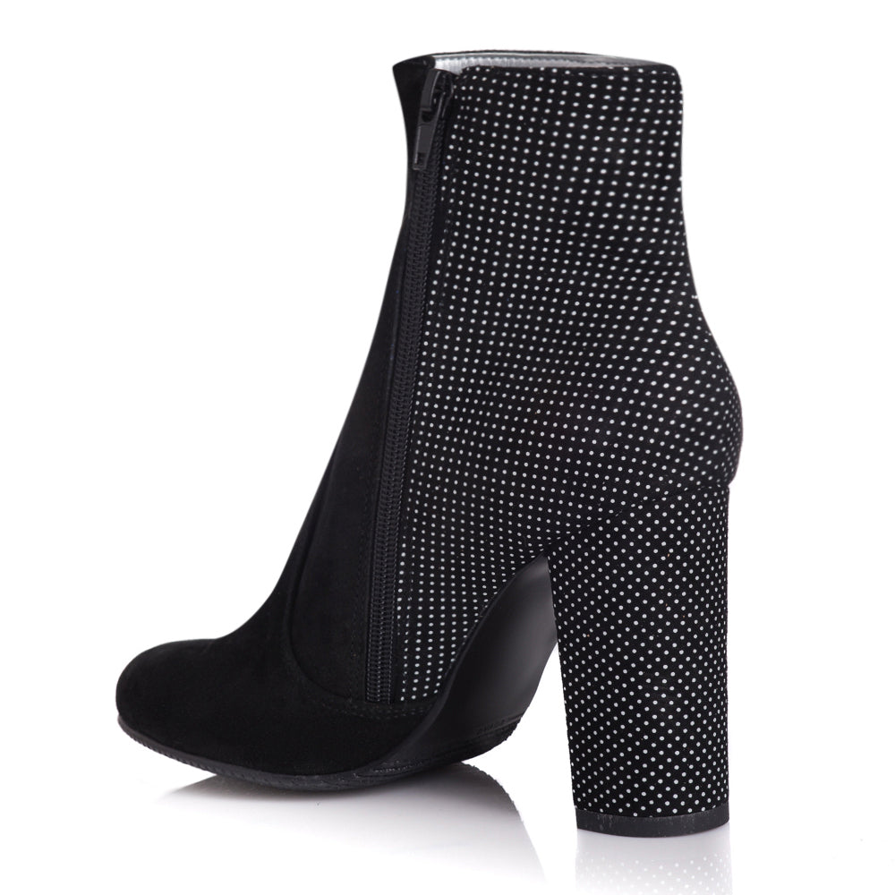 Botine Piele Negru cu Buline Amelie L6 - orice culoare
