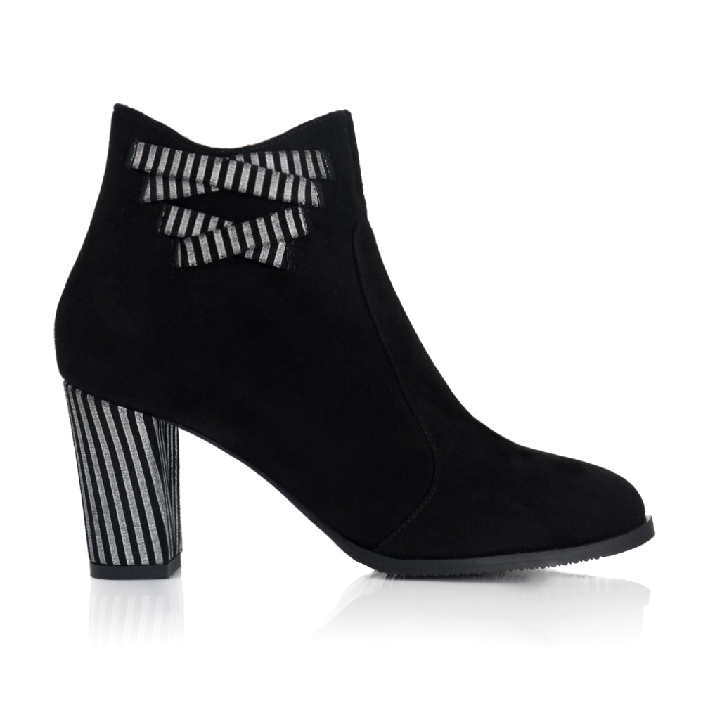 Botine Piele Intoarsa Negru/Dungi Ema T14 - orice culoare