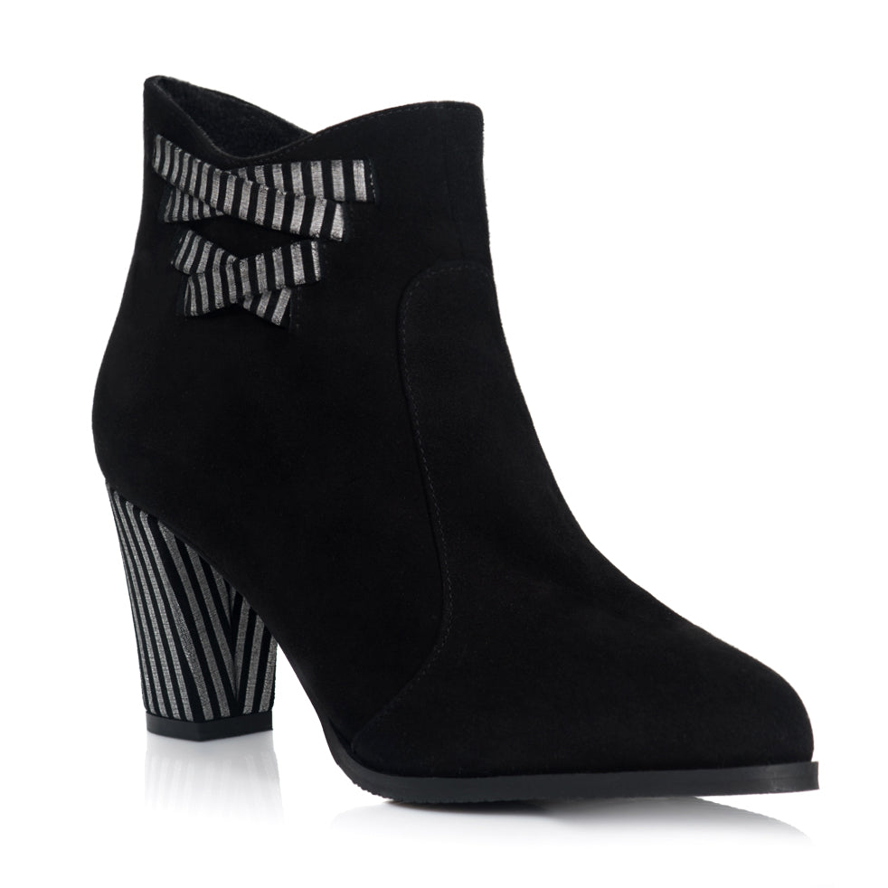 Botine Piele Intoarsa Negru/Dungi Ema T14 - orice culoare