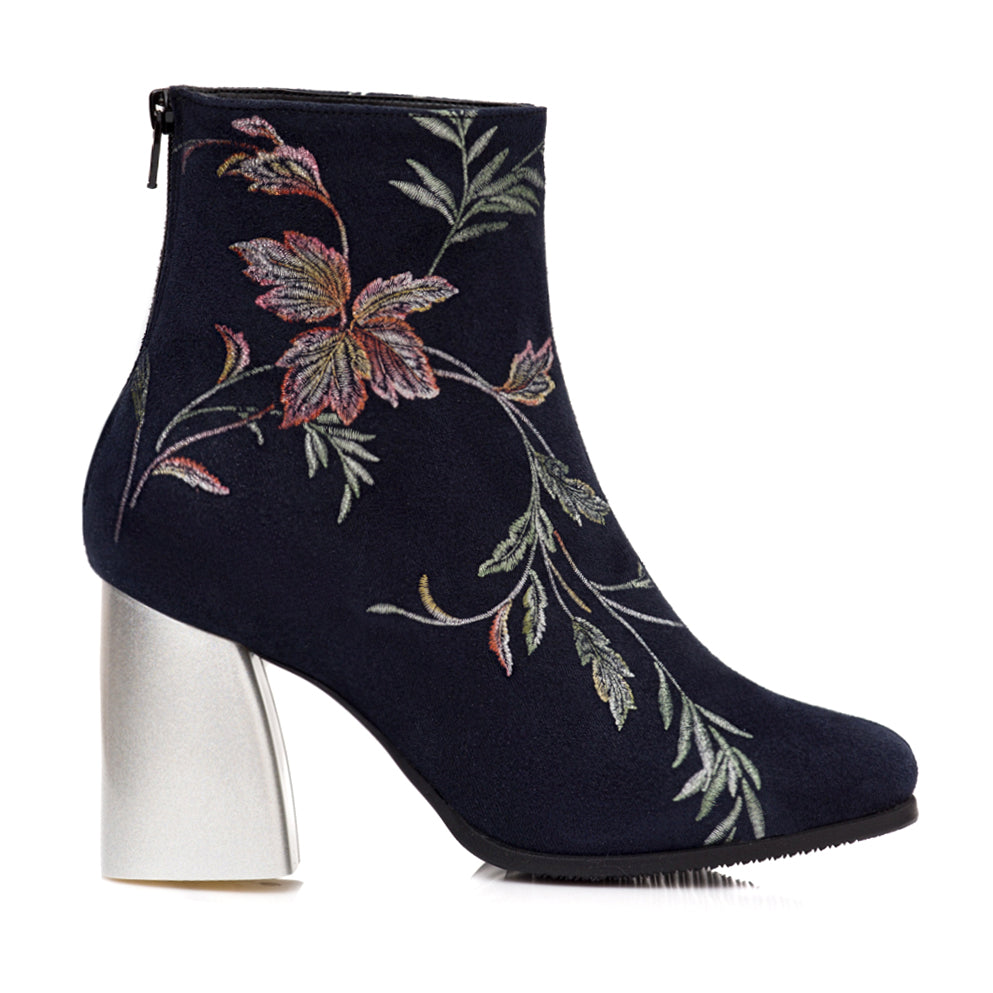 Botine Piele Intoarsa Imprimeu Floral C26 - orice culoare