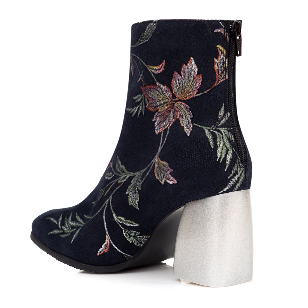 Botine Piele Intoarsa Imprimeu Floral C26 - orice culoare