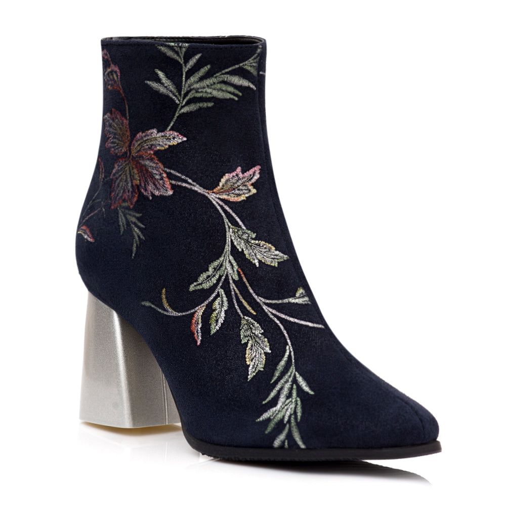 Botine Piele Intoarsa Imprimeu Floral C26 - orice culoare