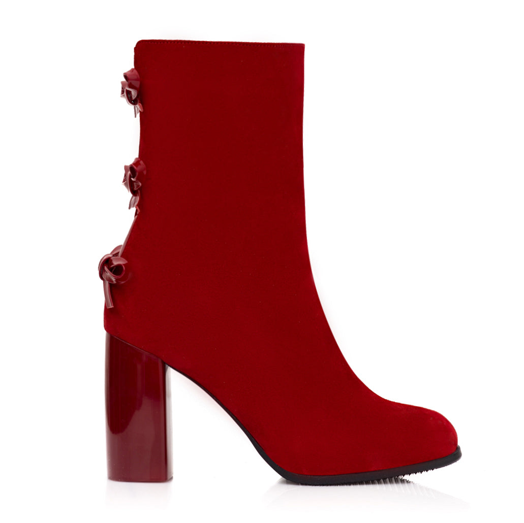 Botine Piele Intoarsa Rosu Fundite Spate C27 - orice culoare
