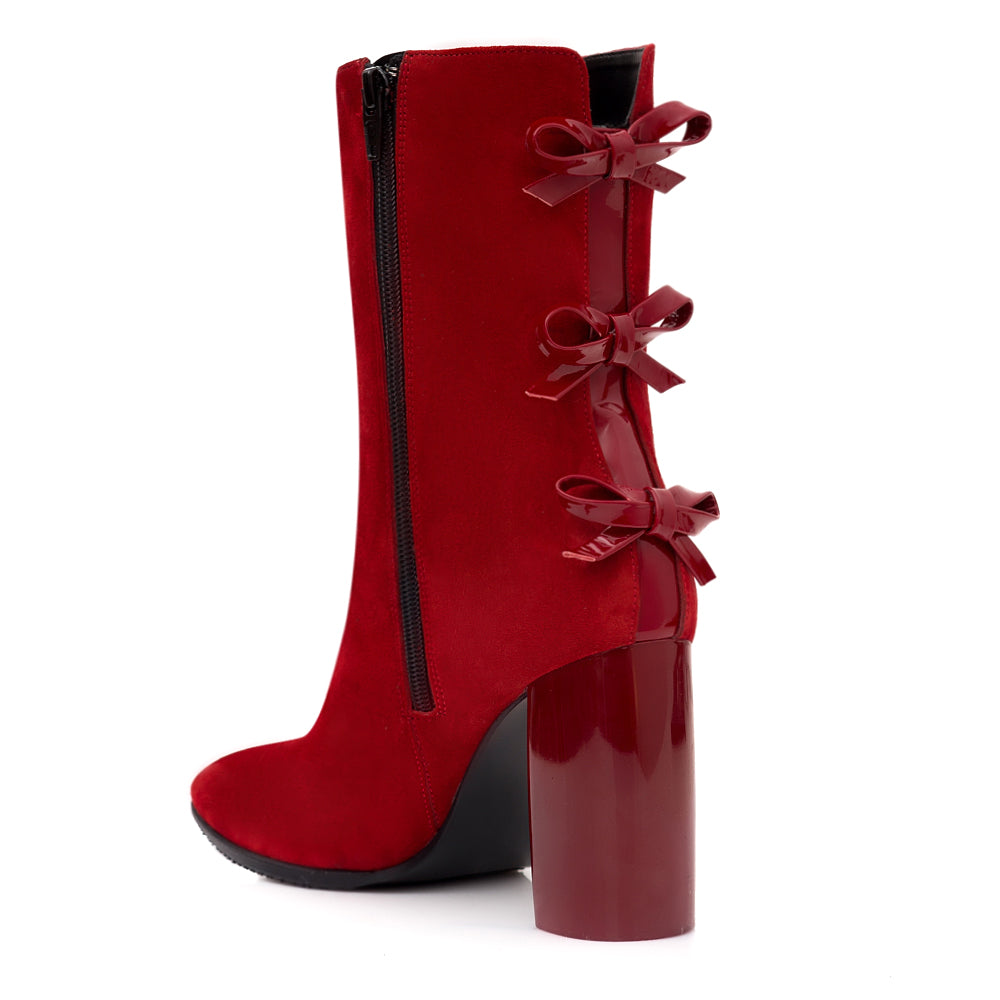 Botine Piele Intoarsa Rosu Fundite Spate C27 - orice culoare
