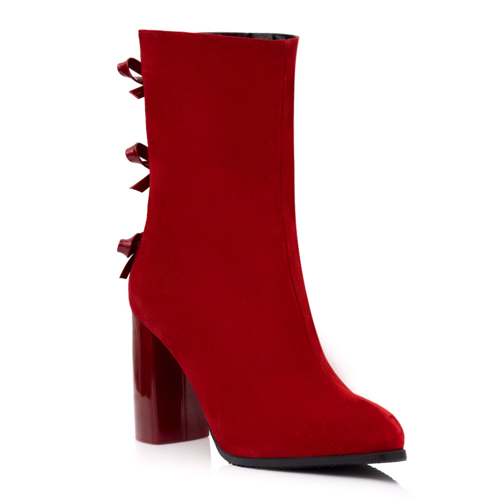 Botine Piele Intoarsa Rosu Fundite Spate C27 - orice culoare