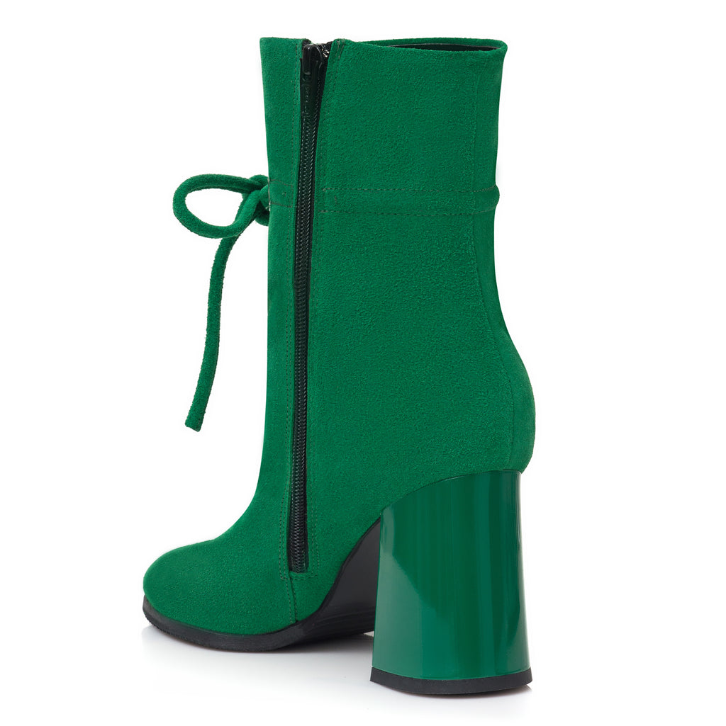 Botine Piele Intoarsa Verde Sonia C3 - Orice Culoare