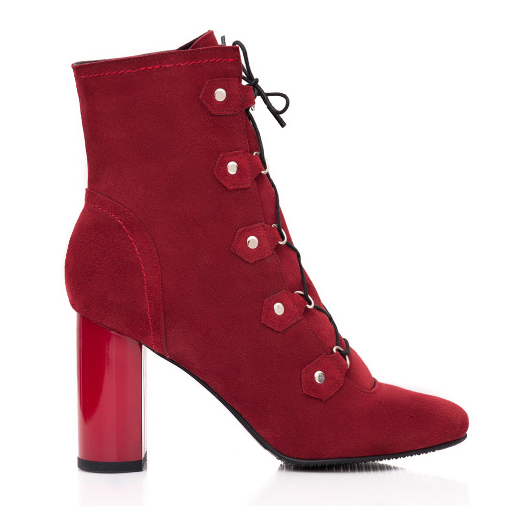 Botine Piele Intoarsa Visiniu cu Siret C31 - orice culoare