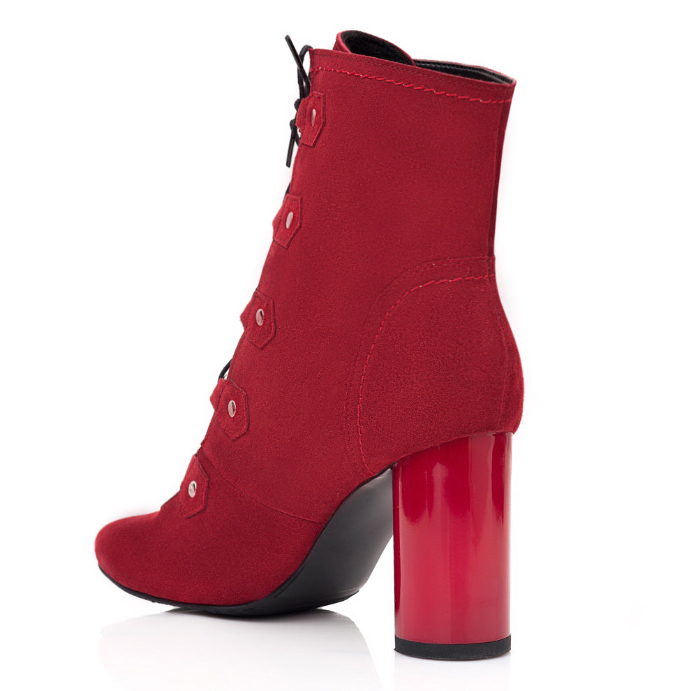 Botine Piele Intoarsa Visiniu cu Siret C31 - orice culoare